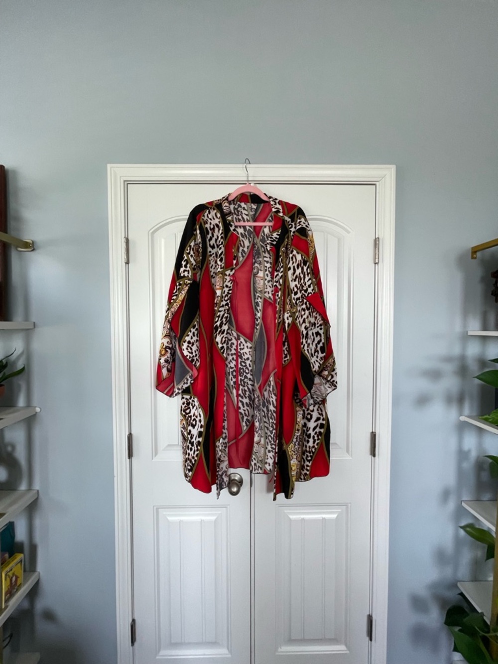Red & Black Patterned Women's Kimono Kimono Size 18+ - Picture 5 of 7